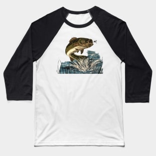 Largemouth Bass Jumping Baseball T-Shirt